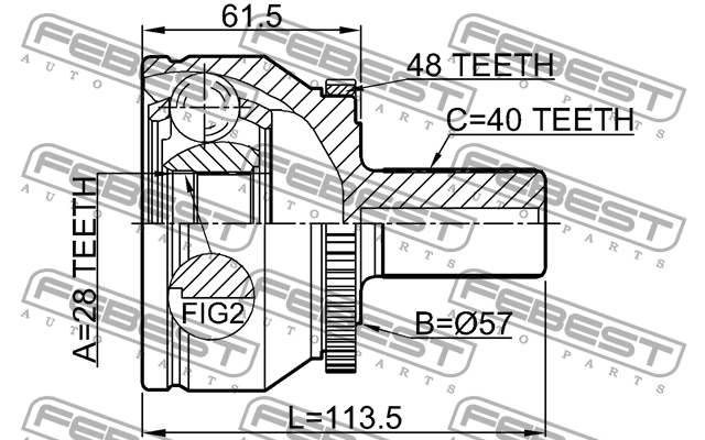 ШРУС 2710-XC90A48 2710-XC90A48 FEBEST