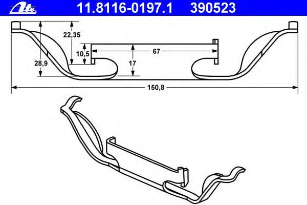 пружина прижимная пер.!\ BMW 5 E39 523-535 95-04 11.8116-0197.1 ATE