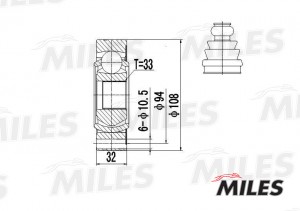 ШРУС внутренний VW T4 1.8-2.5 90-03 (GKN 302305) GA10035 GA10035 MILES