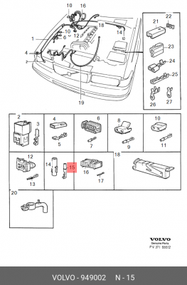 клемма !наконечник эл. кабеля \Volvo 949002 VOLVO