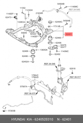 Подрамник KIA Sportage (04-) (VGT) передний OE 624052E010 HYUNDAI KIA