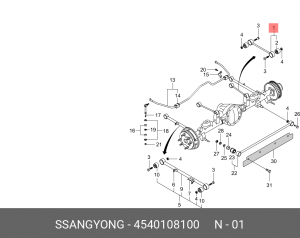 Рычаг подвески SSANGYONG Actyon (06-),Kyron (05-),Rexton (06-) задней продольный 4540108100 SSANG YONG
