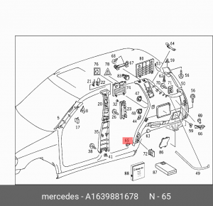 пистон крепления обшивки двери!\ MB W163 3.2 98-05 A 163 988 16 78 MERCEDES BENZ