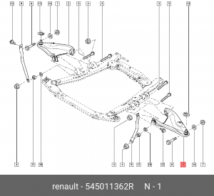Рычаг подвески RENAULT Logan (09-) передней левый OE 545011362R RENAULT