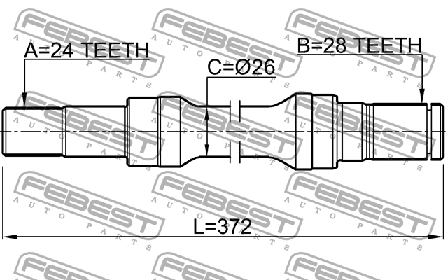 полуось правая! 24x372x28\ Mazda 0512-M323RH FEBEST