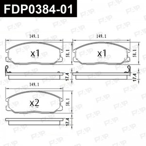 FDP0384-01 колодки дисковые! передние\ Hyundai H1/Starex 2.5TCi/2.5CRDi 03-07 FDP0384-01 FAP
