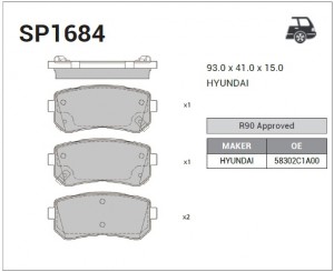 Колодки тормозные дисковые SONATA (LF) SP1684 SP1684 SP1684 SANGSIN