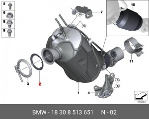 прокладка глушителя!\ BMW 1-серия E82/E88 06> 18 30 8 513 651 BMW