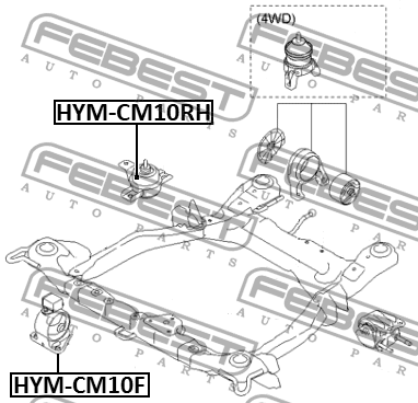 ПОДУШКА ДВИГАТЕЛЯ ПЕРЕДНЯЯ подходит для HYUNDAI SANTA FE 06 (CM) 2006-2012 HYM-C HYM-CM10F FEBEST