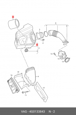 Фильтр воздушный AUDI A6,A7 (10-) OE 4G0 133 843 VAG