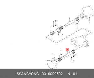 Вал карданный SSANGYONG Kyron (06-),Rexton (06-) (D27,E32) (AWD) передний (L=630 3310009502 SSANG YONG