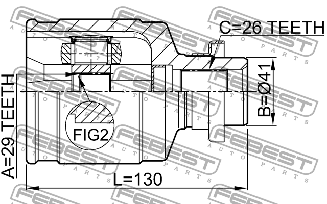 ШРУС внутренний MITSUBISHI OUTLANDER 2003.02-2008.12 0411-CU204WD 0411-CU204WD FEBEST