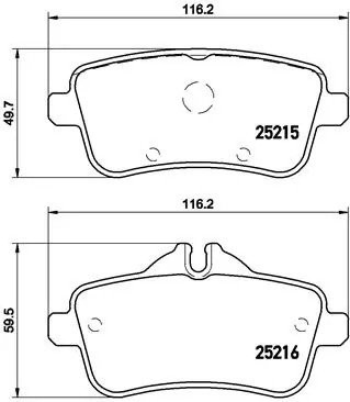 Колодки тормозные MERCEDES ML (W166) (11-),A (W176) (13-) задние (4шт.) BREMBO P50099 BREMBO
