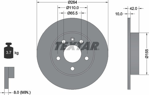 Диск тормозной OPEL Astra G,Zafira (1.8/2.0) задний (1шт.) TEXTAR 92092103 TEXTAR