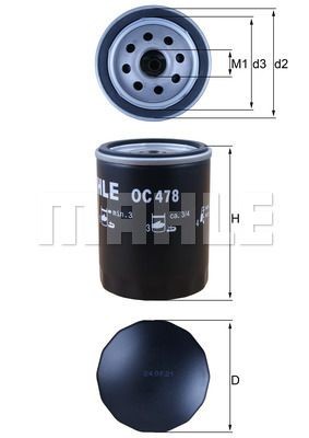 TOYOTA LAND CRUISER (120)/PRADO (2002-2009) OC478 MAHLE KNECHT