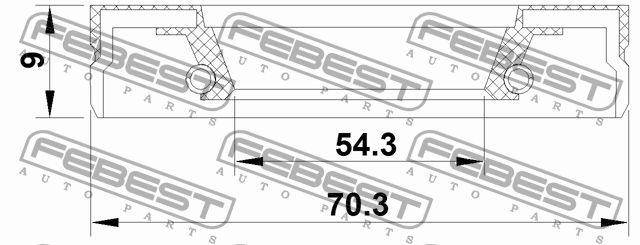 САЛЬНИК КОРОБКИ СКОРОСТЕЙ 54.3X70.3X9 подходит для NISSAN QASHQAI J10E 2006.12-2 95FEY-56700909X FEBEST