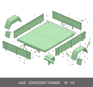 Брызговик УАЗ Профи платформы (ОАО УАЗ) 236022851105400 UAZ UAZ