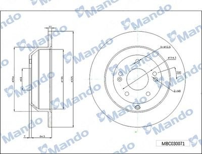 Диск тормозной HYUNDAI ix55 (07-) задний (1шт.) MANDO MBC030073 MANDO