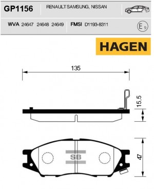 колодки дисковые передние! HAGEN\ Nissan Sunny B1598>/Almera Classic 06> GP1156 HAGEN