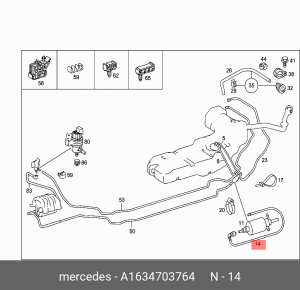 ТРУБКА ТОПЛИВНОГО ФИЛЬТРА W163, LEI A 163 470 37 64 MERCEDES BENZ