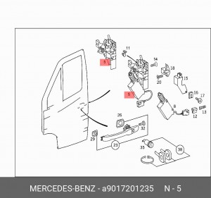 Замок двери MERCEDES передней OE A9017201235 MERCEDES BENZ