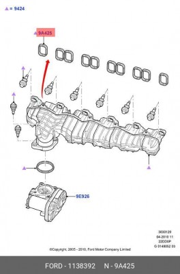 Прокладка впускного коллектора FORD Mondeo,Transit 2.02.4 Duratorq 1 138 392 1 138 392 FORD