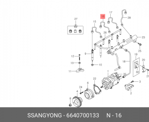 Трубка топливная SSANGYONG Actyon (06-),Kyron (05-) (D20) ЕВРО-3 высокого давлен 6640700133 SSANG YONG