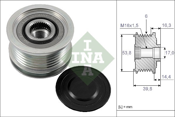 Шкив CITROEN C-Crosser (08-) генератора INA 535017010 INA