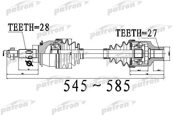 Привод SSANGYONG Rexton (02-) передних колес PATRON PDS0534 PATRON
