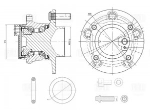 Ступица Ford Focus II (05-) (кмпл:кольцо/болт4шт/винт) (задн. в сборе с подшип.) MR1071 TRIALLI