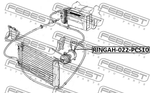 Кольцо уплотнительное трубки кондиционера VOLVO 07- (компл-10шт) RINGAH-022-PCS1 RINGAH-022-PCS10 FEBEST