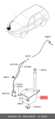 Бачок стеклоомывателя HYUNDAI SANTA FE 06-09 986202B000 HYUNDAI KIA