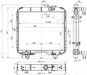 Радиатор ГАЗ-66 алюминиевый паянный LUZAR LRC0366B LUZAR