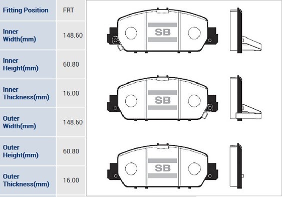 Колодки тормозные передние Honda Accord all 13 SP1779 SP1779 SANGSIN