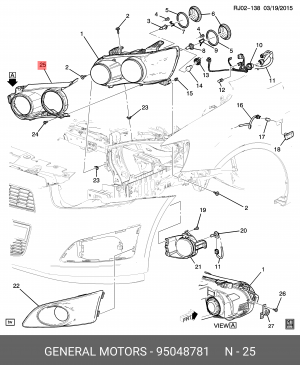 КРЫШКА ФАРЫ ЛЕВОЙ/COVER,HDLP PROTV 95048781 95048781 GENERAL MOTORS