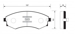 Колодки тормозные HYUNDAI Elantra, Lantra (91-) (1.8) передние (4шт.) SANGSIN SP1054F SANGSIN