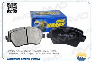 Колодки тормозные дисковые RENAULT Duster HSA/M, 1,6, 2WD, Kaptur, 2016-, LADA V AMDBF578 AMD