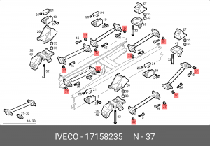 Гайка IVECO Trakker штанги реактивной OE 17158235 IVECO