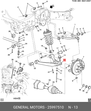 Рычаг передний, нижний, правый, в сборе 25997510 25997510 GENERAL MOTORS