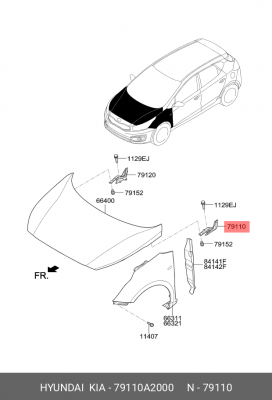 Петля KIA Ceed (12-) капота левая OE 79110A2000 HYUNDAI KIA