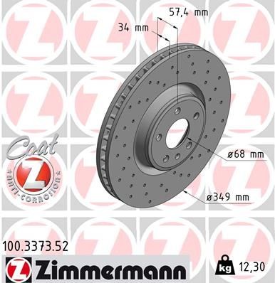 диск тормозной !Sport перед. 349x34/57-5x112 \ Audi A4/A5/S5/A8/Q5/Q7 16>, VW To 100337352 ZIMMERMANN