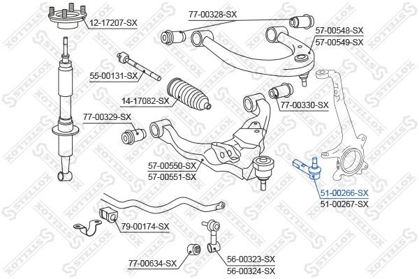 наконечник рулевой левый!\Toyota Land Cruiser UZJ200 07> 51-00266-SX STELLOX