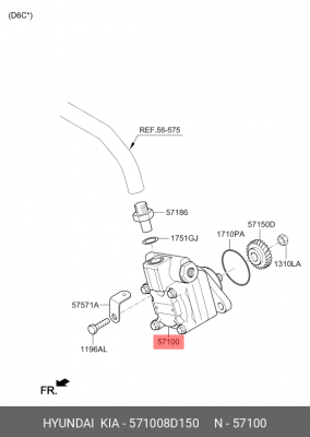 Насос гидроусилителя HYUNDAI Universe OE 571008D150 HYUNDAI KIA