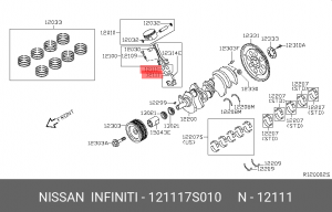 ВКЛАДЫШ (ПОДШИПНИК СКОЛЬЖЕНИЯ) ШАТУННЫЙ 12111-7S010 12111-7S010 NISSAN