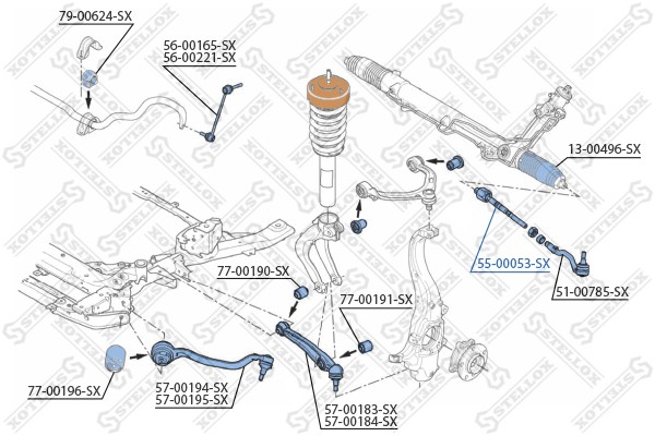 тяга рулевая!\ BMW X5 all 07> 55-00053-SX STELLOX