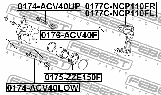 Скоба переднего левого тормозного суппорта 0177C-NCP110FL FEBEST