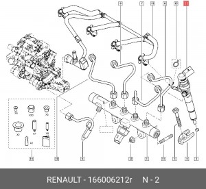 Форсунка RENAULT Megane (09-16) (1.5D) топливная OE 166006212R RENAULT
