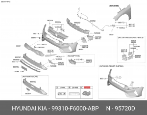 Датчик парковки KIA Sorento (20-),K5 (20-) передний (ABP) OE 99310F6000ABP HYUNDAI KIA