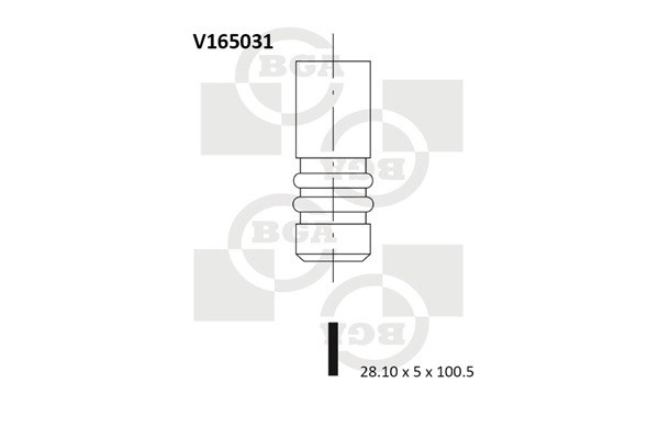 клапан выпускной! 28.1x5x100.5\ Fiat Grande Punto/Doblo 1.2i/1.4i 8V 199A4/350A1 V165031 BG AUTOMOTIVE