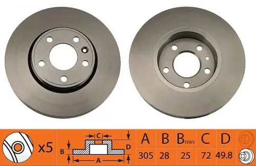 Диск тормозной передний INFINITI FX35/FX45 03- BR22149T BR22149T SB NAGAMOCHI